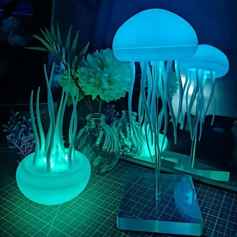 Cartoon Jellyfish-Shape Night Light Voice Control Type-C Charging LED Ambient Night Lamp RGB Gradient for Holiday Children Gifts