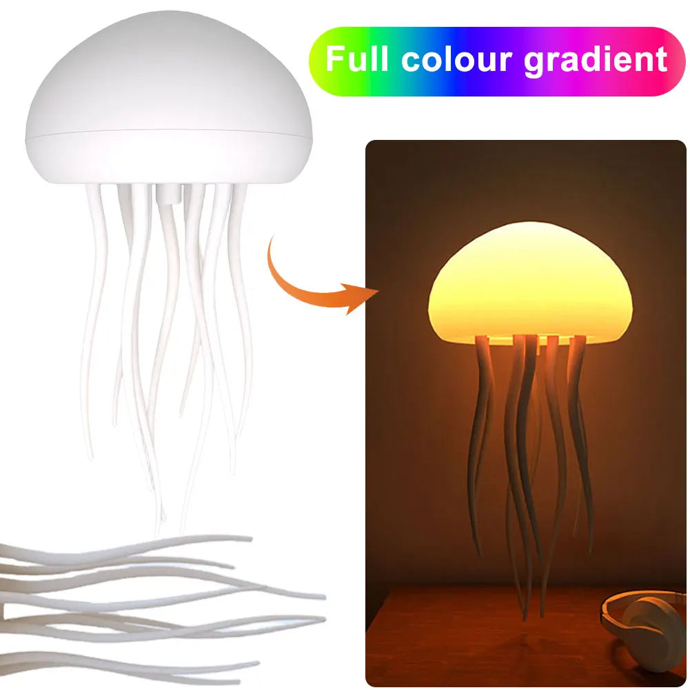 Cartoon Jellyfish-Shape Night Light Voice Control Type-C Charging LED Ambient Night Lamp RGB Gradient for Holiday Children Gifts