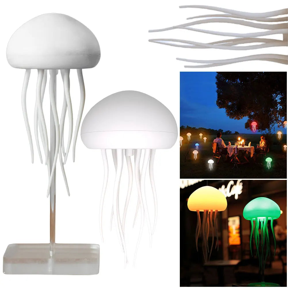 Cartoon Jellyfish-Shape Night Light Voice Control Type-C Charging LED Ambient Night Lamp RGB Gradient for Holiday Children Gifts